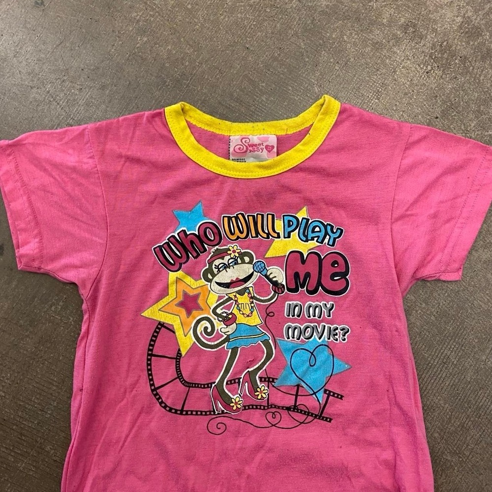 Y2K Bobby Jack Sweet Sassy Monkey Who Will Play Me Movie Kids Girls Shirt Size 4 - Picture 2 of 8